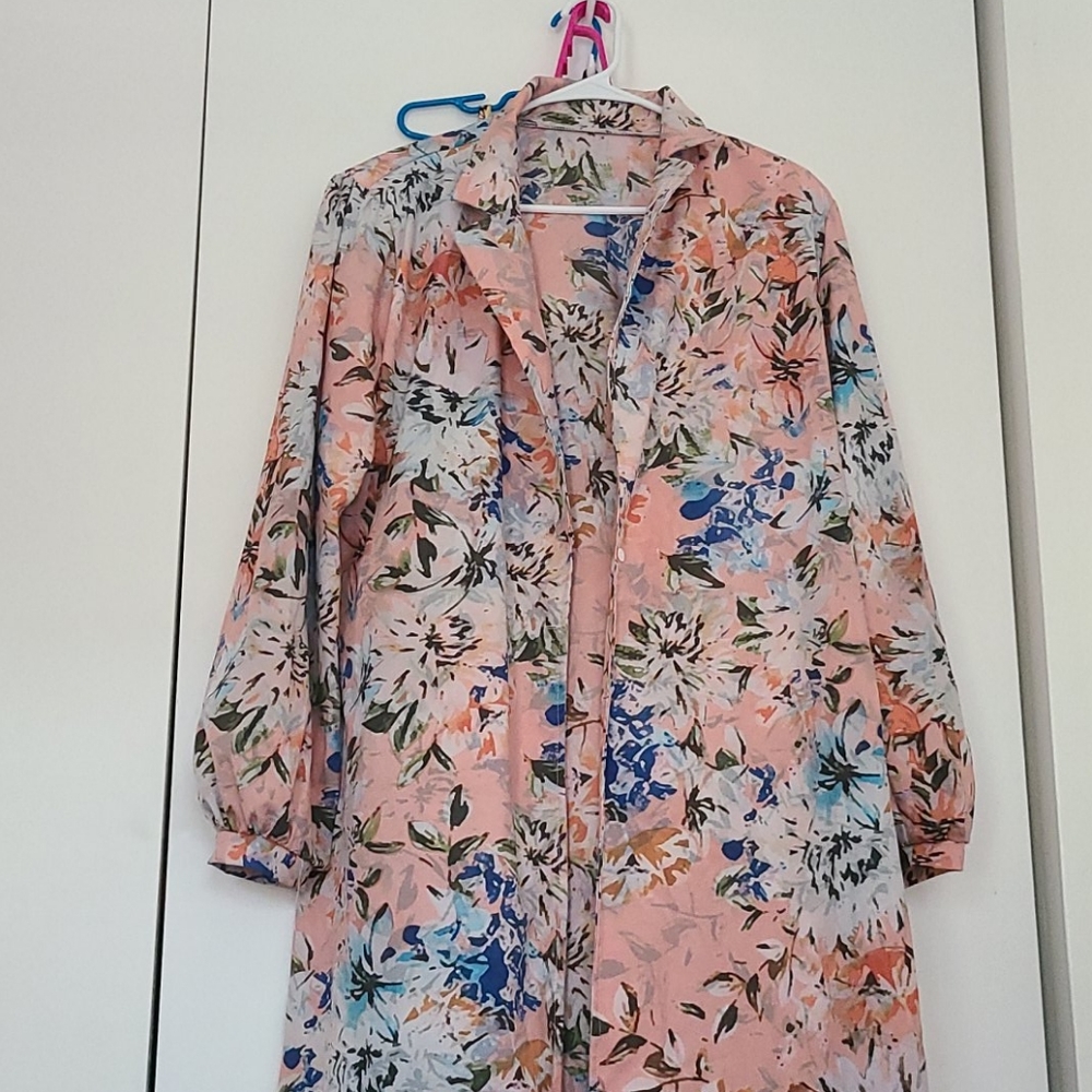 A long floral coat